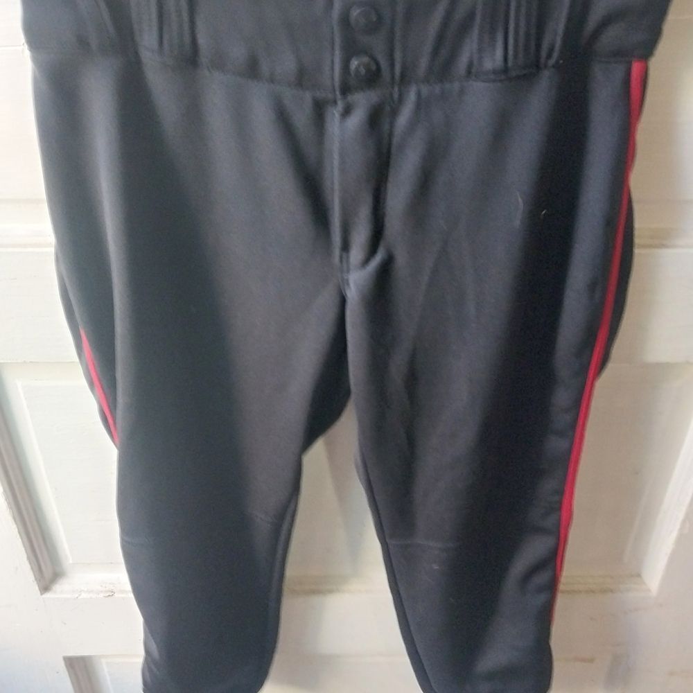 Black Women's Baseball Pants with Red Stripe
